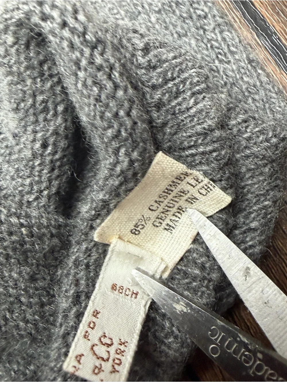 vintage B Altman &Co grey cashmere leather longe gloves